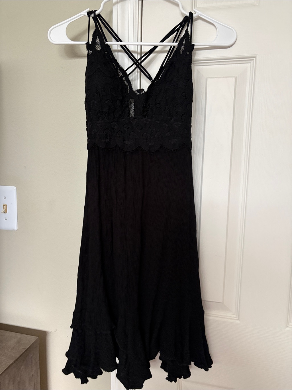 Zena Black One-Shoulder Lace Bodice Dress